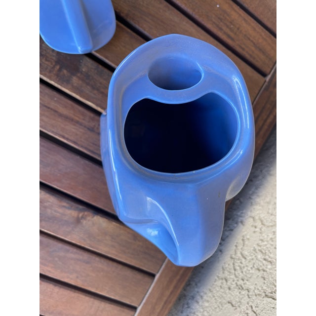 1930s 1930s Art Deco Hall China 5118 Periwinkle Blue Ceramic Pitcher/Lid Montgomery Ward For Sale - Image 5 of 6