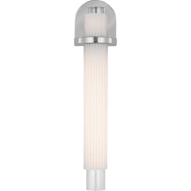 Windsor Smith for Visual Comfort Signature Arena 20" Sconce in Polished Nickel with White Ribbed Glass For Sale