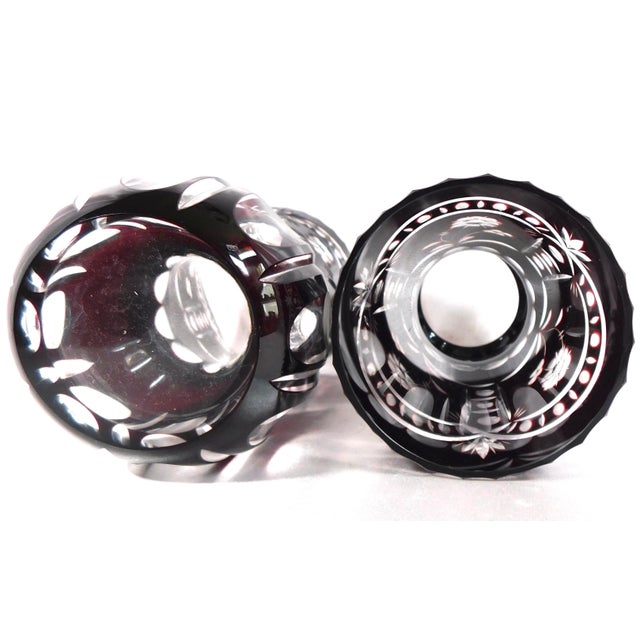 1950s Pair of Two Small Red Cut to Clear Vases For Sale In San Francisco - Image 6 of 7