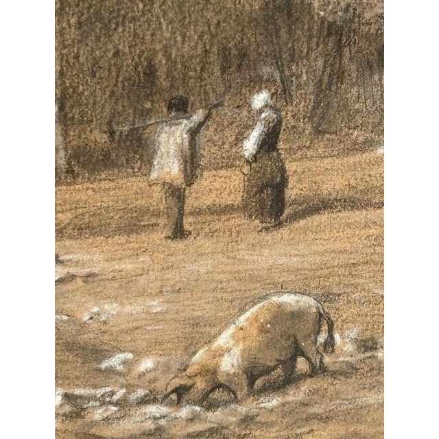 Charcoal François Émile Michel, Large Drawing, 1828, Pencil For Sale - Image 8 of 11