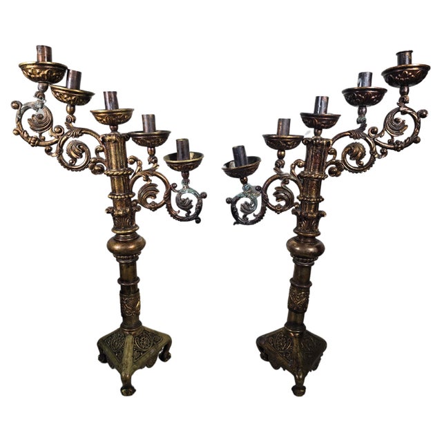 Religious Bronze Candlesticks, 1750, Set of 2 For Sale - Image 14 of 14
