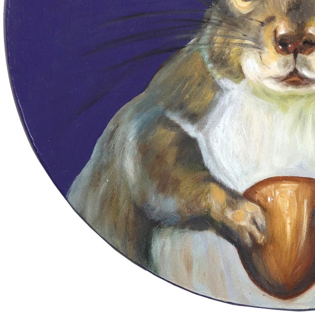 Wood Squirrel Nut Cap - Original Squirrel Animal Pop Art Oil Painting For Sale - Image 7 of 9