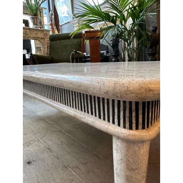 White Large Tessellated Marble Coffee Table by Maitland Smith, 1980s For Sale - Image 8 of 13