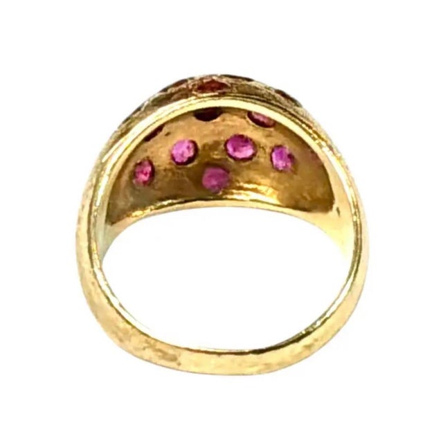 10k Yellow Gold and Ruby Dome Ring Vintage For Sale - Image 4 of 8
