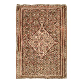 Antique Persian Senneh Flatweave Rug With Herati Design, 4'3" × 6'4" For Sale