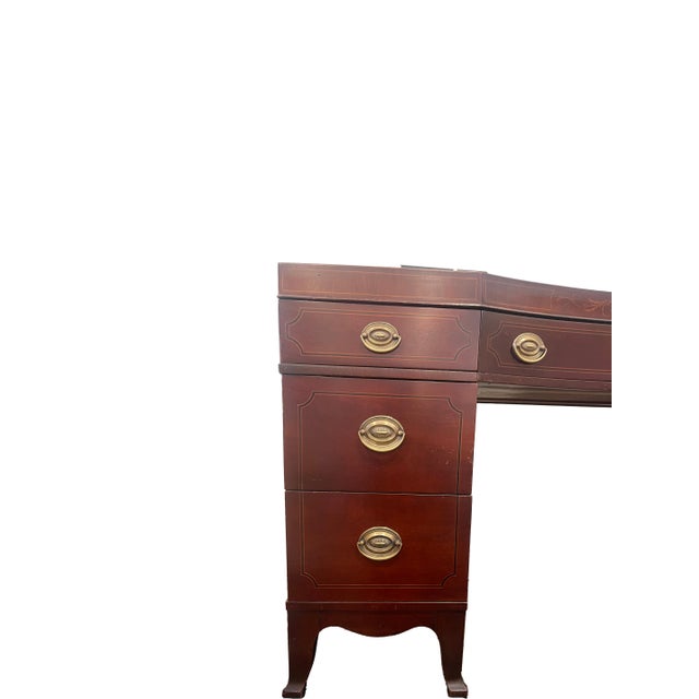 20th Century English Georgian Revival Mahogany Pedestal Desk For Sale - Image 9 of 10