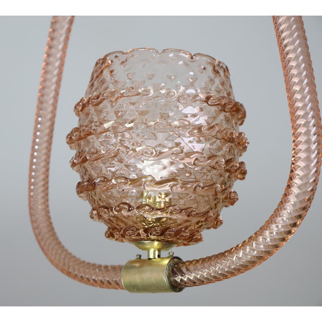 Pink 1940s Amazing Pink Art Deco Barovier E Toso Chandelier, Glass Murano For Sale - Image 8 of 16