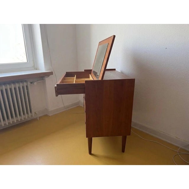 Mid-Century Modern Danish Teak Dressing Table with Mirror, 1950s For Sale - Image 3 of 5