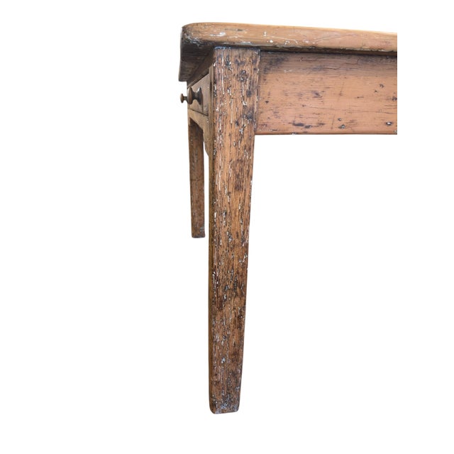 19th Century English Pine Farmhouse Dining Table with Drawer For Sale - Image 9 of 10