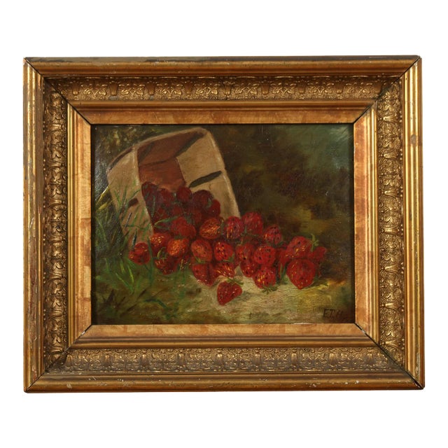 A Signed Oil Painting of a Still Life With Strawberries For Sale