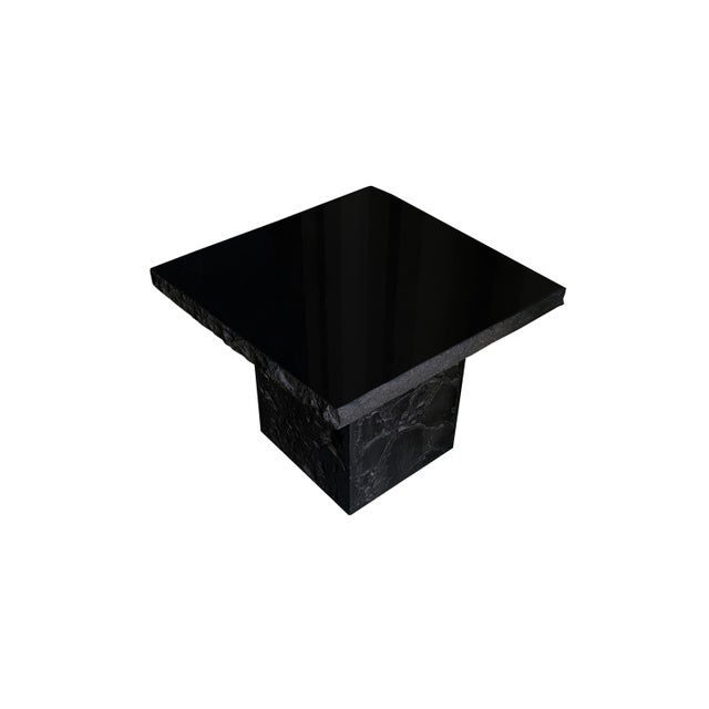 Mid-Century Modern Postmodern Black Marble Stone Accent Table For Sale - Image 3 of 5