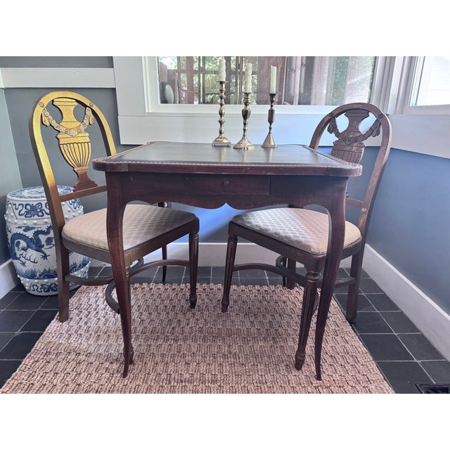Brown 1930s Louis XV Style Game Table With Leather Nail Head Top For Sale - Image 8 of 17