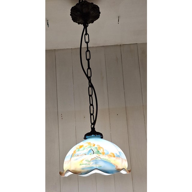1920s Vintage Pendant Lamp with Brass Mount, 1920 For Sale - Image 5 of 8