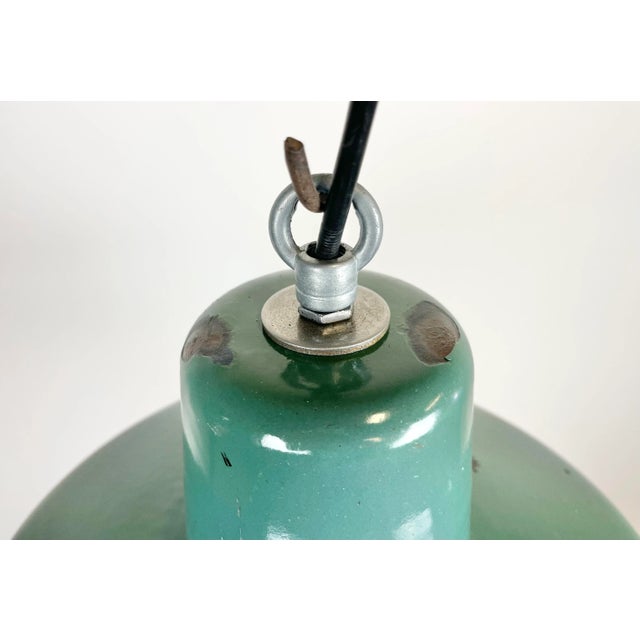 Industrial Green Enamel Pendant Lamp, 1960s For Sale - Image 6 of 13