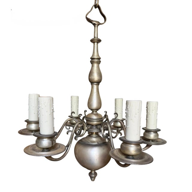 Vintage Silverplate Georgian Chandelier For Sale In Los Angeles - Image 6 of 9