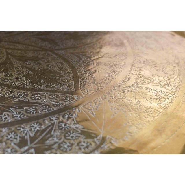 Mid Century Hammered Brass Tray Folding Coffee Table For Sale - Image 9 of 11