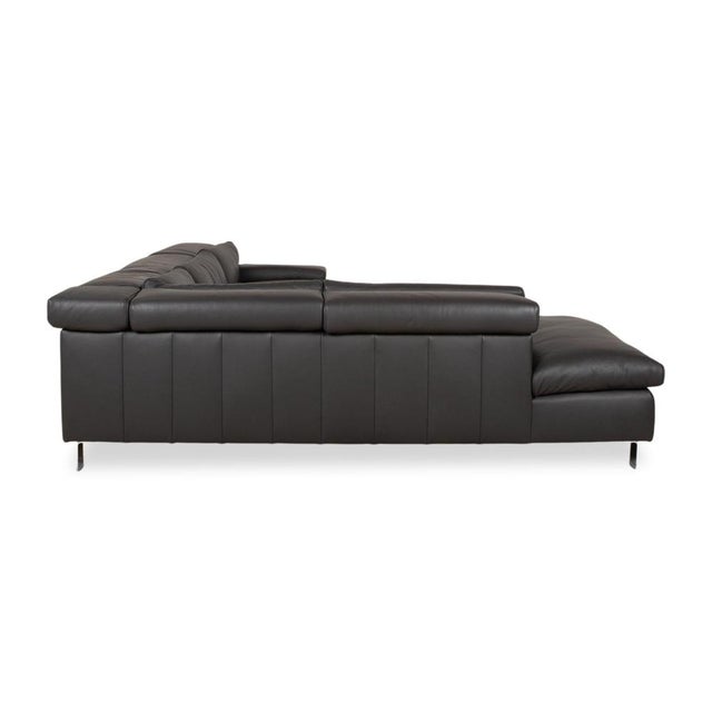 Courage Leather Chrome Corner Sofa in Grey Anthracite with Manual Function by Ewald Schillig For Sale - Image 14 of 18