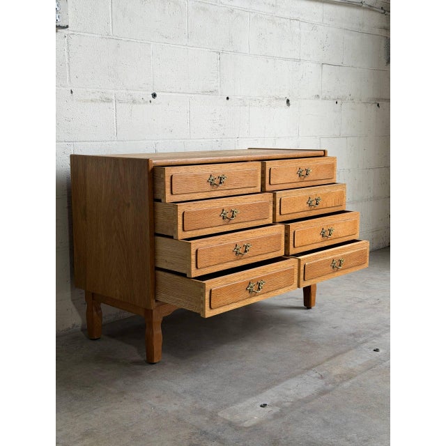 1960s In Style of Henning Kjærnulf Oak Wooden Dresser Lowboy Chest of Drawers Denmark 1960s For Sale - Image 5 of 10