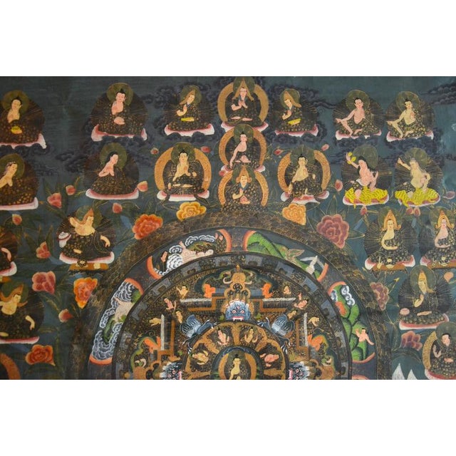 Decorative Thangka is an original colored artwork realized in Nepal in the XX century. Gouache on line. This beautiful...