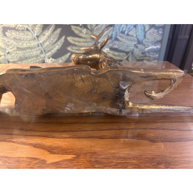 Two-Tone Brass Reclining Deers, 1960s, Set of 2 For Sale - Image 10 of 12