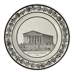 Ph Choisy French Creamware Neoclassical Temple à Paris Architecture Plate