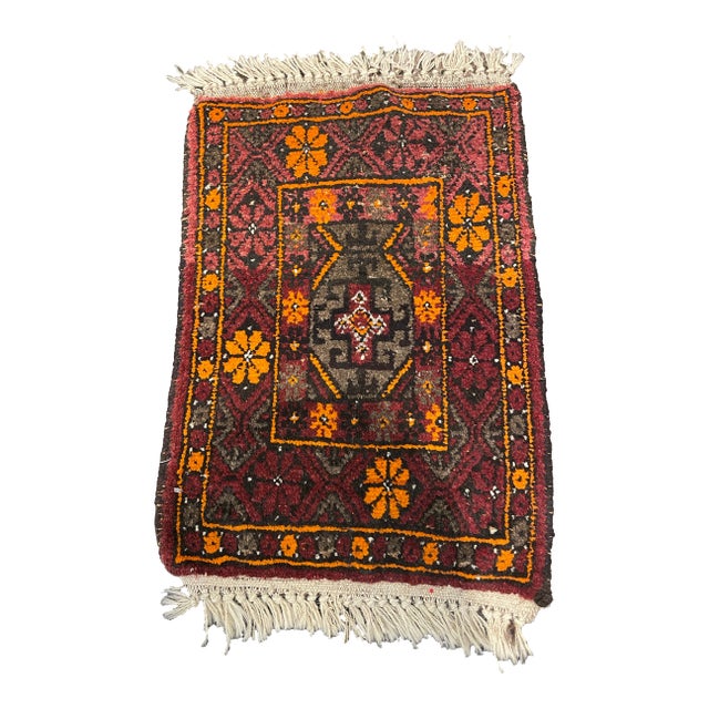 1990s Handwoven Persian Baluchi Area Rug 1'6'' X 2'0'' For Sale