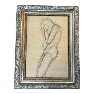 1970’s Original Study Figure Drawing in Antique Victorian Frame For Sale