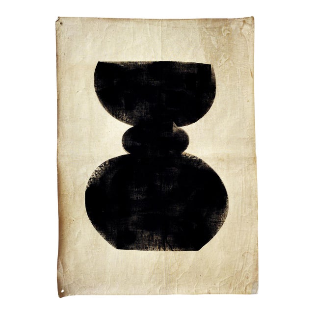 "Forms 03" Painting on Vintage Cotton For Sale