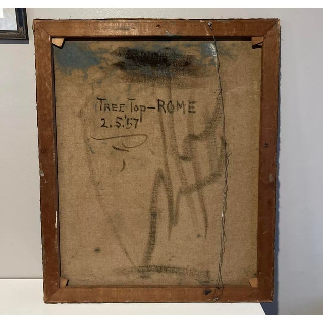 Textile 1950s Harry Crowley "Tree Top - Rome" Painting For Sale - Image 7 of 7