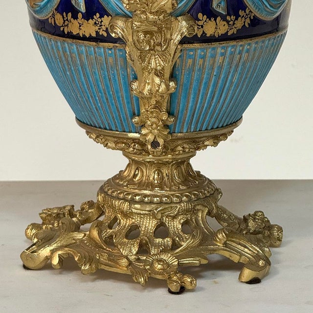 19th Century French Porcelain Vase in the Sèvres Style With Gilt Bronze Mounts For Sale - Image 10 of 18