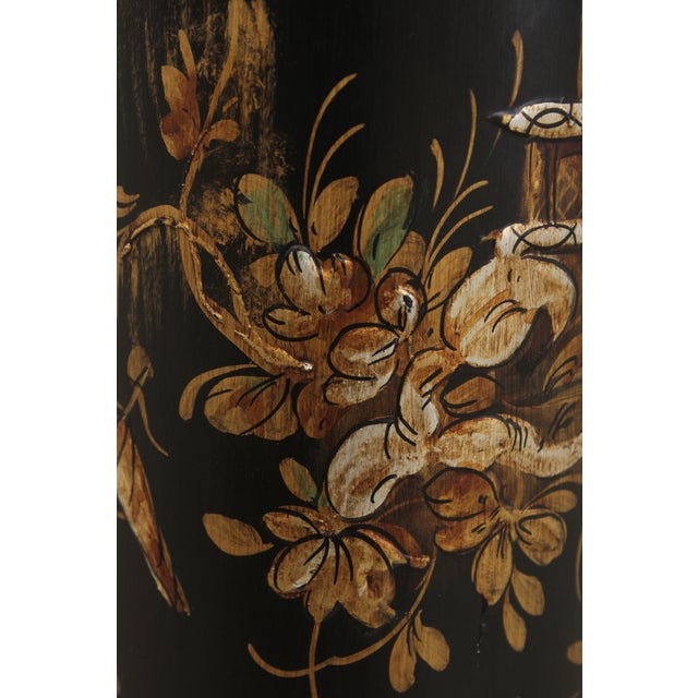Black Lacquered Italian Chinoiserie Pedestal Stand For Sale - Image 12 of 15