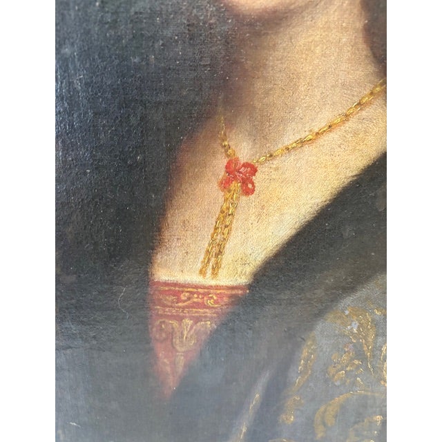 Antique Portrait of an Italian Woman Oil Painting For Sale - Image 10 of 12