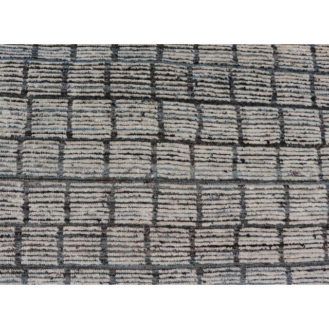 Early 21st Century Modern Hand Knotted Rug by Keivan Woven Arts, Steel Blue & White, 9'5" X 11'0 For Sale - Image 5 of 12