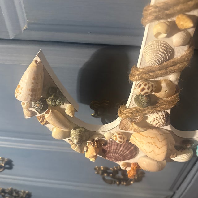 Coastal Folk Art Seashell-Encrusted Anchor Wall Sculpture For Sale - Image 4 of 12