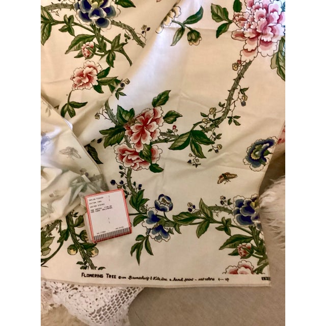 French Vintage 1976 Flowering Tree Brunschwig & Fils , Inc Hand Print Fabric 44” X 50” For Sale - Image 3 of 12
