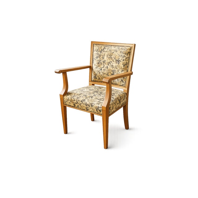 Vintage Salon Lounge Chair with Floral Tapestry Upholstery, 1940s For Sale - Image 15 of 15