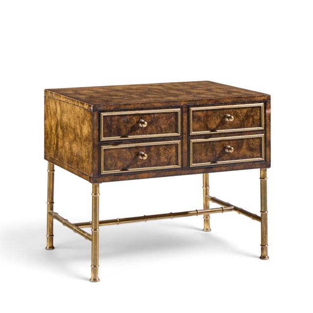 Mastercraft Mid Century Burlwood and Brass Nightstands - Pair For Sale In Chicago - Image 6 of 13