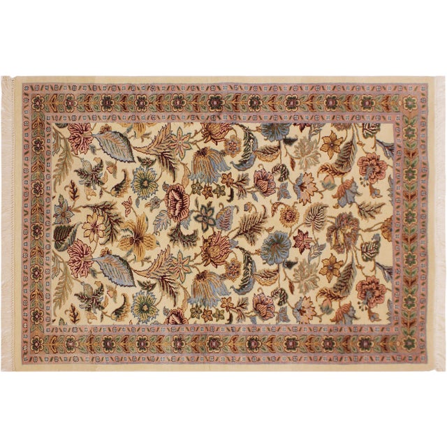 Ivory Shabby Chic 1990's Pak-Persian Ivory/Pink Wool Rug - 3'0'' X 5'0'' For Sale - Image 8 of 9