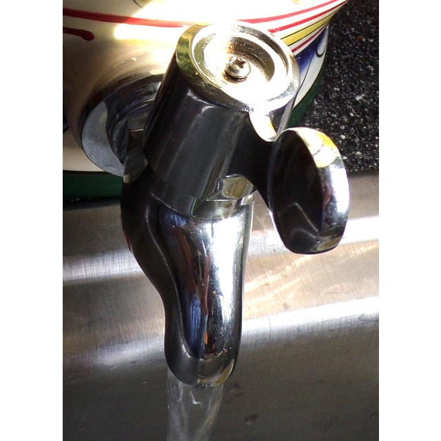 Yellow Late 20th Century Large Hand‑Painted Tuscan‑Style 18" Lidded Beverage Dispenser by Tabletops Gallery For Sale - Image 8 of 9