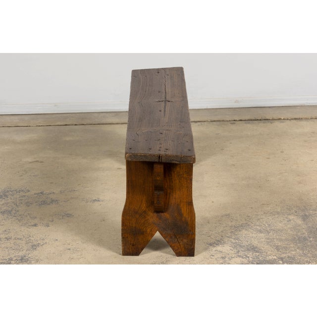 Late 19th Century French Provincial Rustic Pine Farmhouse Bench For Sale - Image 12 of 14