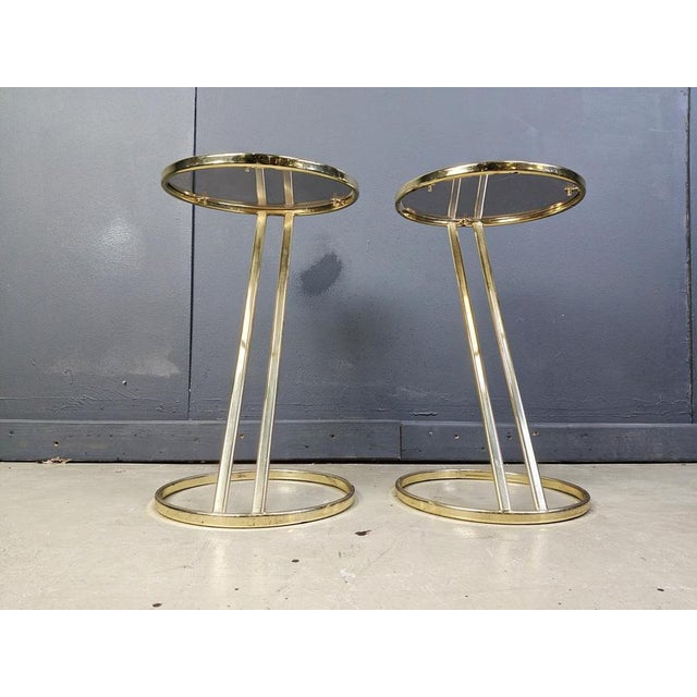 Gold Vintage Brass Side Tables, 1970s, Set of 2 For Sale - Image 8 of 11