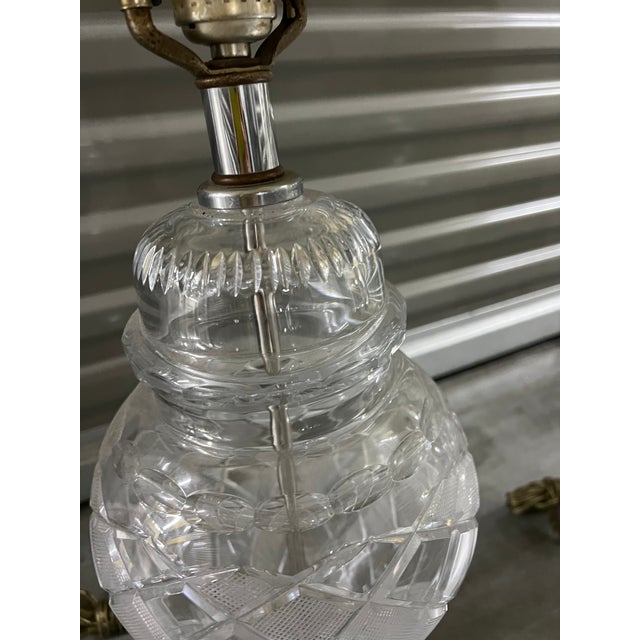 Chrome 1960s Waterford Style Cut Crystal Table Lamps With Shades, Chrome Bases, Ireland Attributed - a Pair For Sale - Image 8 of 13