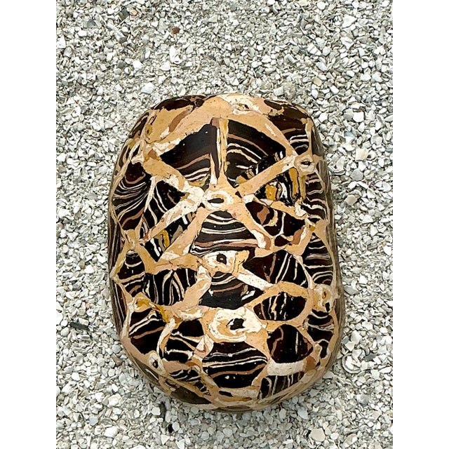 Vintage Boho Artisanal Pigmented Plaster Scagliola Wall Pocket For Sale - Image 10 of 12