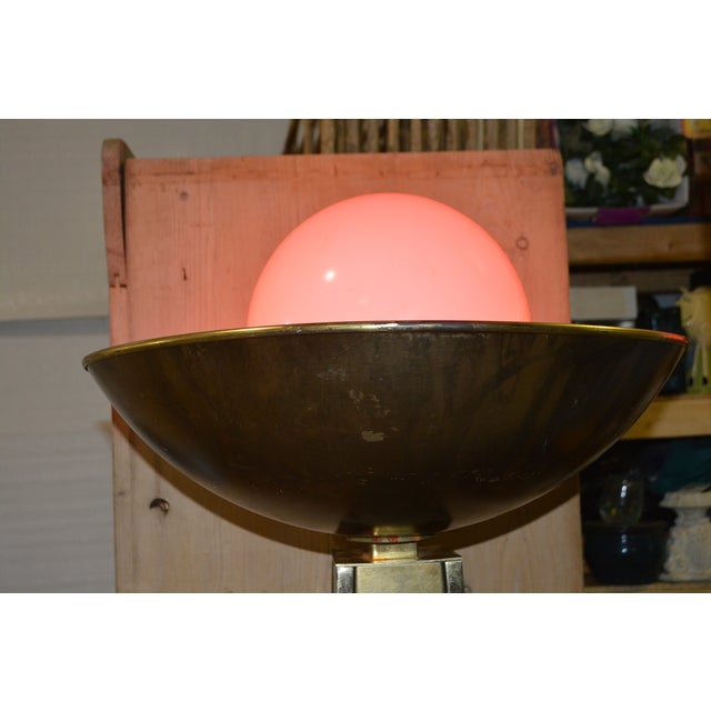 1970s Mid-Century Modern Attributed to Belgochrom Mid Century Brass Tall Uplighter Floor Lamp W/ Glass Globe For Sale - Image 16 of 18