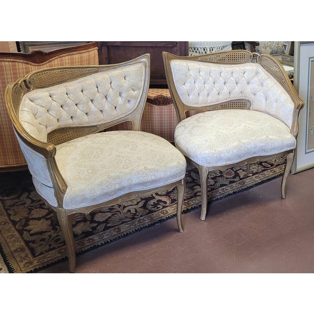 Pair Hollywood Regency 1950s Matched Pair of Chairs For Sale - Image 11 of 12