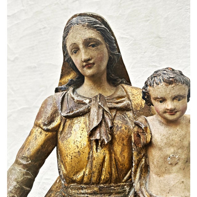 Large Madonna, Southern Germany / Tyrol, c. 1750 Wood carving Dimensions: 79 x 54 x 24 cm Damaged, several missing pieces,...