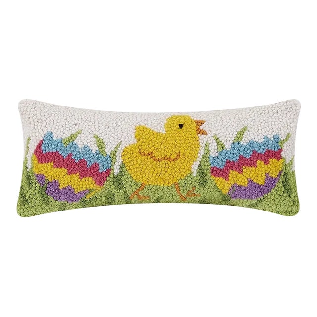 Hatched Chick Easter Hook Pillow, 12" x 5" For Sale