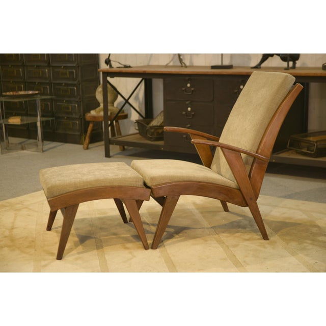 Wood Scandinavian Armchair and Ottomans, 1960s, Set of 3 For Sale - Image 7 of 16