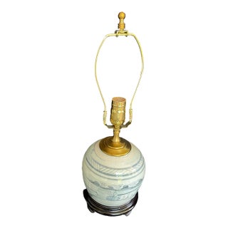 Antique Chinese Blue & White Ginger Jar Lamp Canton Style For Sale
