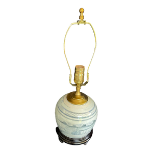 Antique Chinese Blue & White Ginger Jar Lamp Canton Style
